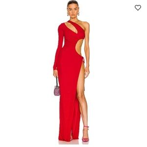 Dundas Lauren Red Assymetric Sexy One Shoulder Gown Size Small